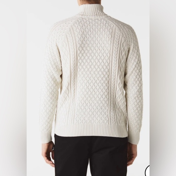 Nike Life Mens Cable Knit Turtleneck Off White Chunky Relaxed Large Sweater NWT - Picture 4 of 12